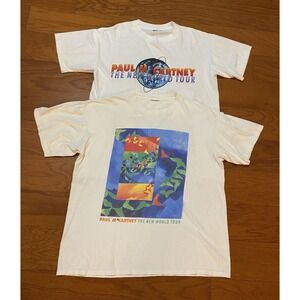 Vintage 1993 New World Tour Paul McCartney Tee Shirt Lot (2) Medium Brockum